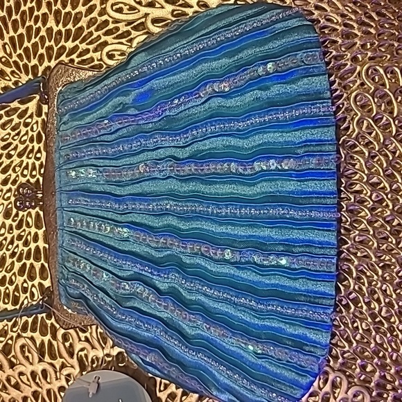 Mini Turquoise & Sequins Dressy Bag by Trend 5.5" by 7" - Picture 4 of 11